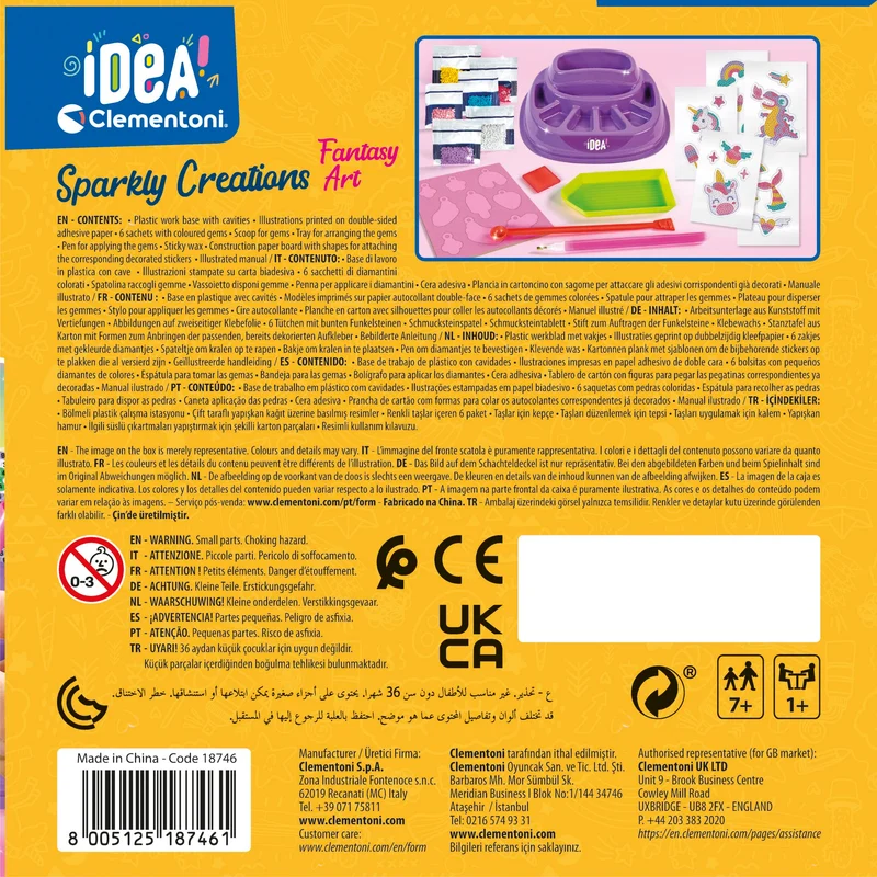 Clementoni Idea - Sparkly Creations Game Icons, Diamond Art, Gioco Creativo per Bambini 7+ Anni, Kit Arte e Laboratorio Gemme, Stickers a Tema Gaming, 18746