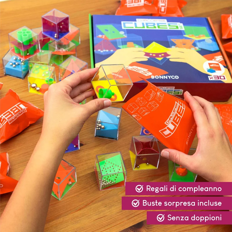 BONNYCO Cubi Rompicapo Bambini Gadget Compleanno Bambini Pack 30 Regalini Fine Festa Compleanno Gadget Compleanno Bambina Bambino Regalini Compleanno Bambini Invitati Pensierini Bambini Dopo Festa