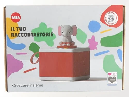 FABA - Raccontastorie Bianco - Cantastorie per Bambini, Cassa Audio con Personaggio Sonoro Ele l'Elefante, Gioco Educativo, Contenuti da 0 a 6 anni