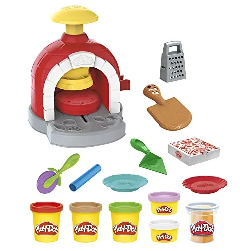 Play-Doh Kitchen Creations - La Pizzeria, playset con 6 vasetti di Pasta modellabile e 8 Accessori