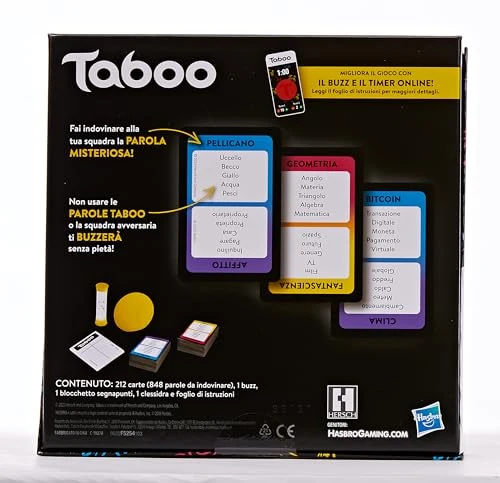 Hasbro Taboo classico, gioco di società con parole da indovinare per adulti e adolescenti, gioco da tavolo per 4 o più giocatori dai 13 anni in su