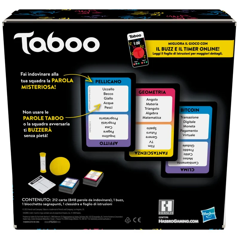 Hasbro Taboo classico, gioco di società con parole da indovinare per adulti e adolescenti, gioco da tavolo per 4 o più giocatori dai 13 anni in su