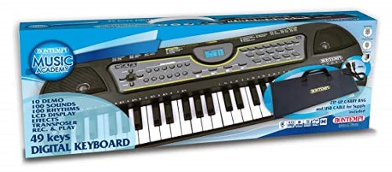 Bontempi | MelodyTouch - Tastiera Digitale a 49 Tasti con Accessori Completi per un'Esperienza Musicale Conveniente, 588x200x65 mm
