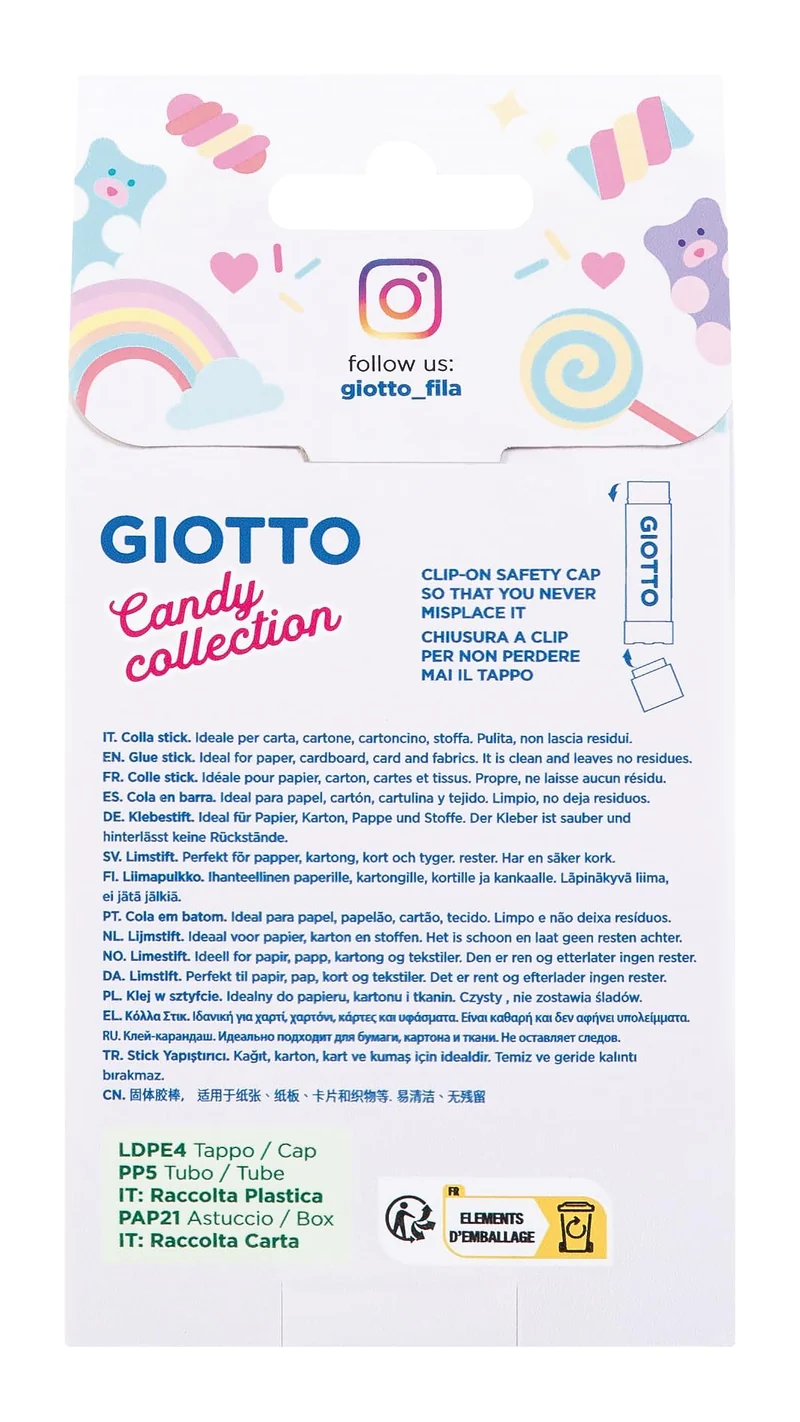 GIOTTO- Stick di Colla Candy Collection, Colore Trasparente, F546700