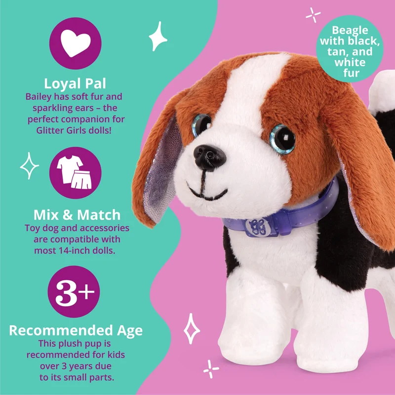 Glitter Girls by Battat - Bailey - Cane di peluche - Accessorio per cuccioli di 14 pollici - Giocattoli, vestiti e accessori per ragazze dai 3 anni in su
