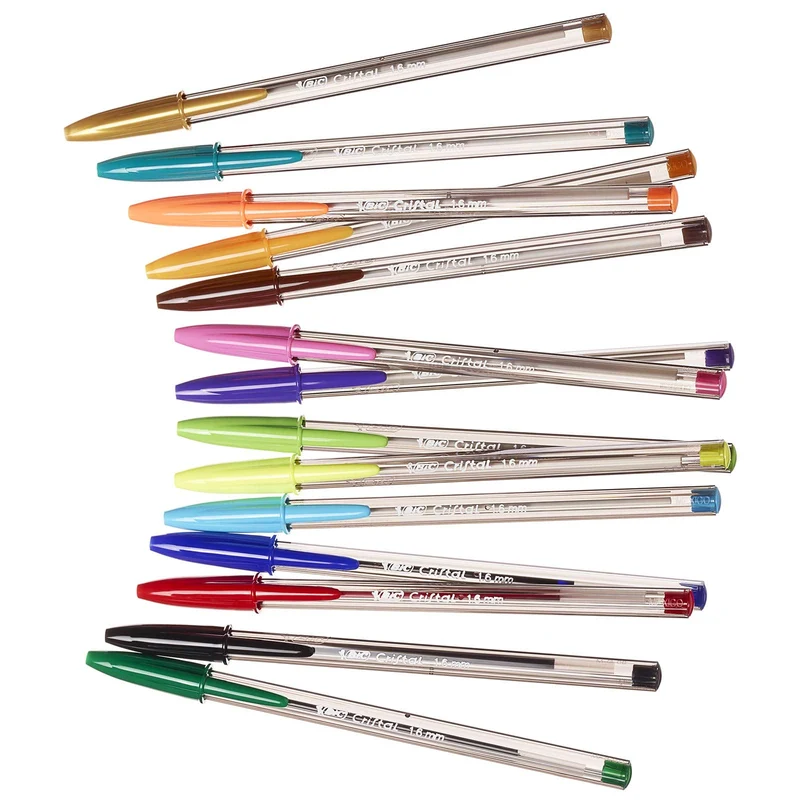 BIC Cristal Multicolour, Penne a Sfera Colorate, Punta Larga 1.6mm, Set Scrittura 15 Unità, Cancelleria Scuola e Ufficio