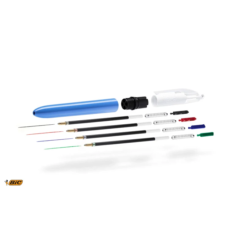 BIC 4Colori Original, Penne a Sfera a Scatto, Colorate, Punta Media (1 mm), Cancelleria Scuola e Ufficio, Set Penne 2+1 Unità