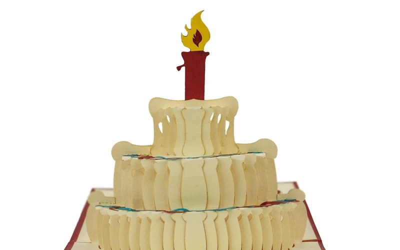 Biglietto auguri 3d, invito per feste pop up con torta tridimensionale a comparsa, perfetto come buono regalo o portasoldi, carta auguri compleanno o anniversario con busta inclusa