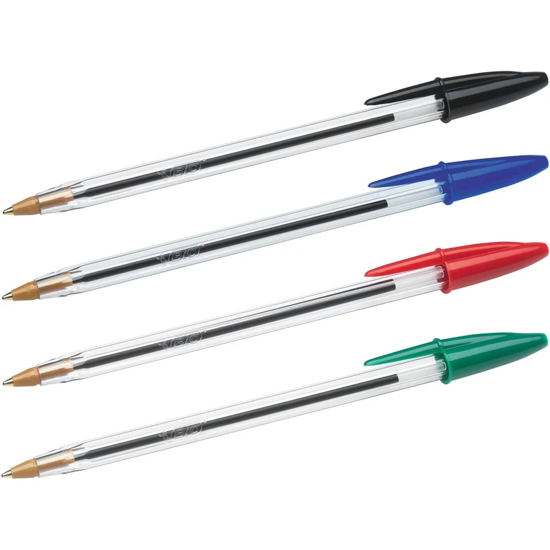 BIC Cristal Original, Penne a Sfera, Inchiostri Blu, Nero, Verde e Rosso, Punta Media (1.0 mm), Confezione 20 Penne Economiche, Cancelleria Scuola e Ufficio