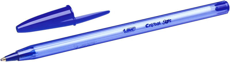 BIC Cristal Soft, Penne Blu a Sfera, Fornitura per Cancelleria Scuola, Punta Media (1.2mm), Confezione 10 Unità