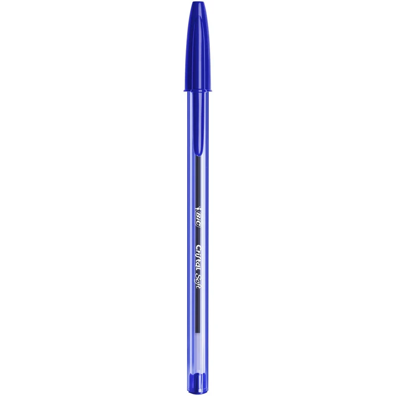 BIC Cristal Soft, Penne Blu a Sfera, Fornitura per Cancelleria Scuola, Punta Media (1.2mm), Confezione 10 Unità