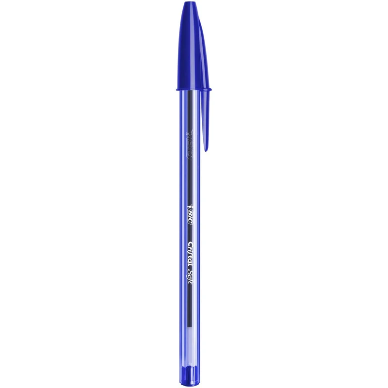 BIC Cristal Soft, Penne Blu a Sfera, Fornitura per Cancelleria Scuola, Punta Media (1.2mm), Confezione 10 Unità