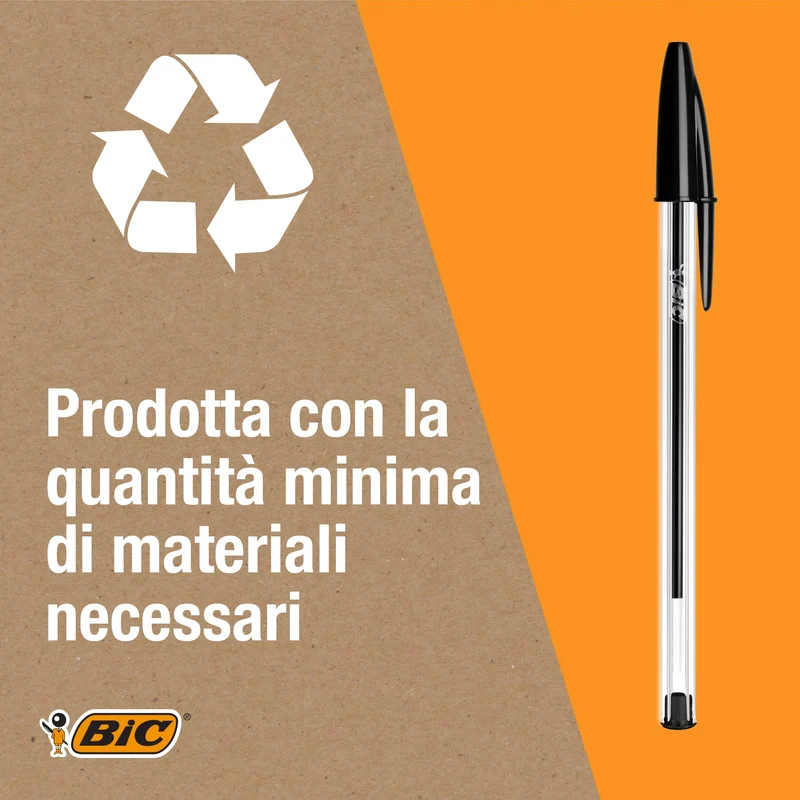 BIC Cristal Original, Penne Nere a Sfera, Punta Media (1.00 mm), Confezione 50 Penne Economiche, Cancelleria Scuola e Ufficio
