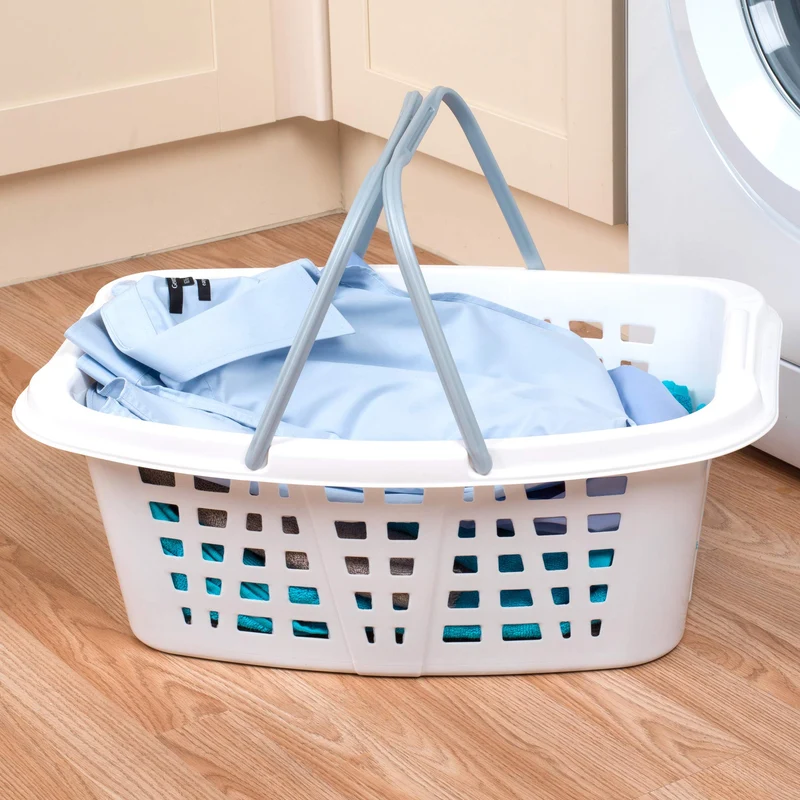 Beldray La030450Tq Ceste Per La Biancheria In Durevole Plastica Con Manici, Turchese Bianco, 57 x 41 x 14 cm
