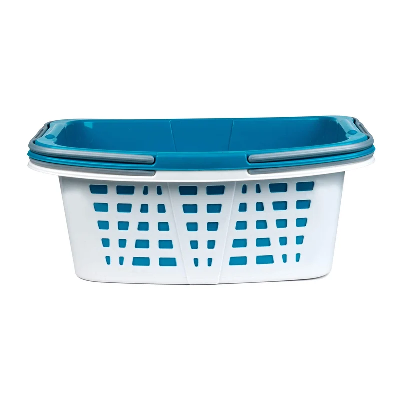 Beldray La030450Tq Ceste Per La Biancheria In Durevole Plastica Con Manici, Turchese Bianco, 57 x 41 x 14 cm