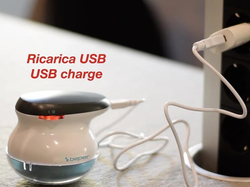 Beper Levapelucchi Ricaricabile USB, Autonomia fino a 40 minuti, Rimuove pelucchie e nodi, Lame in acciaio, Potente e Sicuro