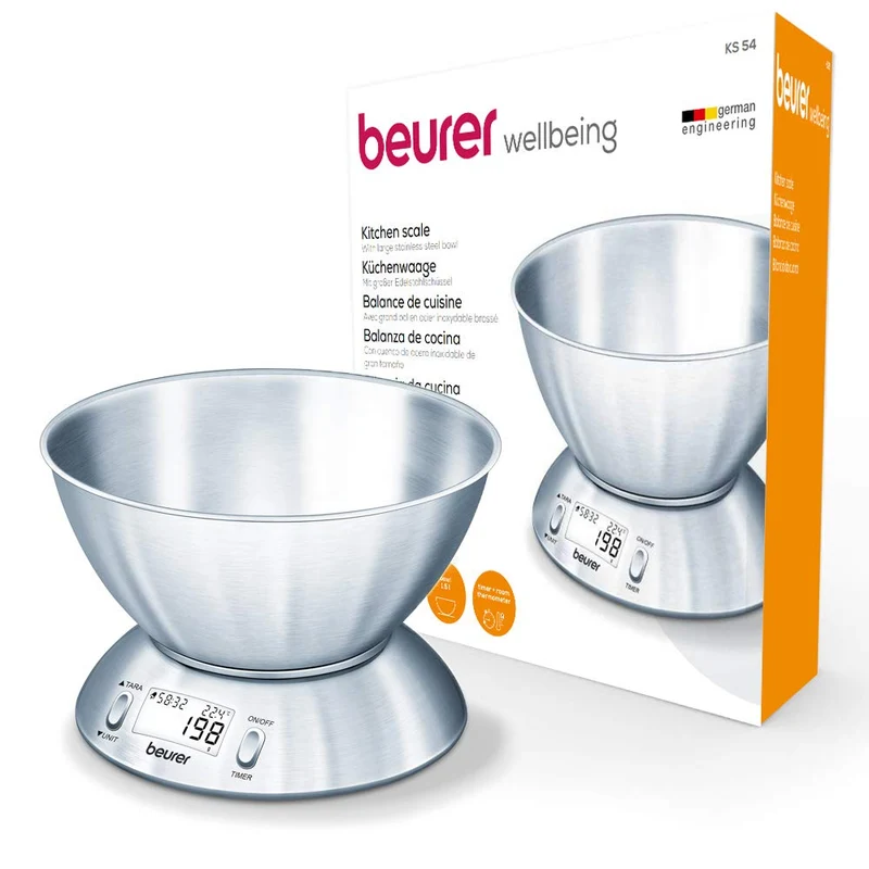 Beurer KS 54- Bilancia da Cucina con Ciotola in Acciaio Inox