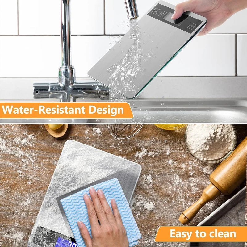 Bilancia Da Cucina Digitale, 5 kg, Elettronica In Acciaio Inox, Elegante Alimentare Ultra Sottile, Per Casa, Con Display Lcd, Funzione Tara