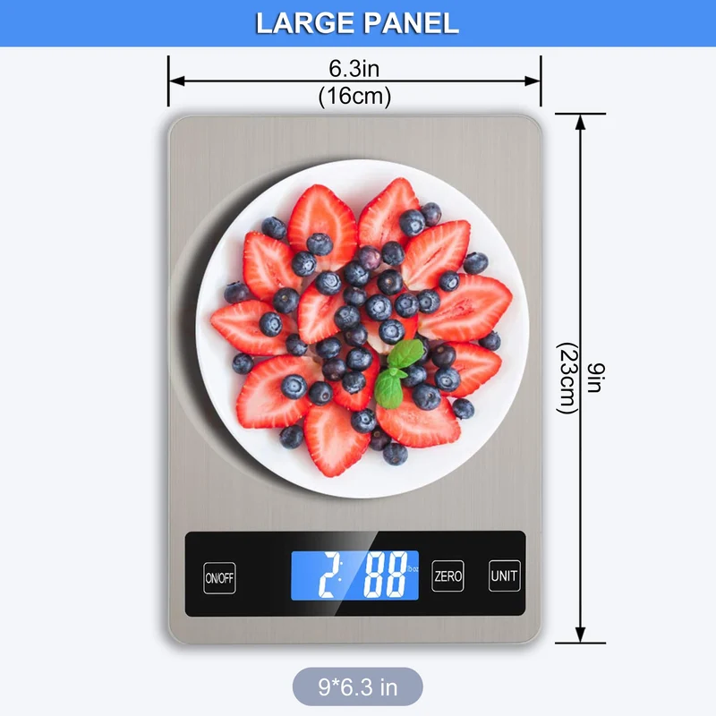 Bilancia Da Cucina Digitale, 5 kg, Elettronica In Acciaio Inox, Elegante Alimentare Ultra Sottile, Per Casa, Con Display Lcd, Funzione Tara