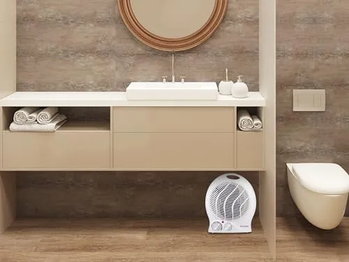 BEPER P203TER201 Termoventilatore da Bagno con Termostato Regolabile - Scaldino Elettrico Bagno Basso Consumo, 2000W