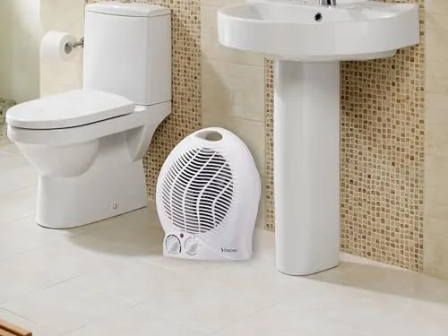 BEPER P203TER201 Termoventilatore da Bagno con Termostato Regolabile - Scaldino Elettrico Bagno Basso Consumo, 2000W