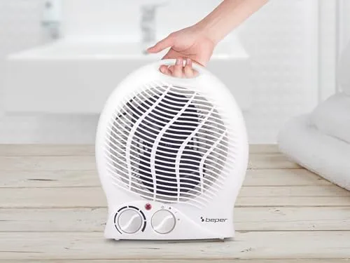 BEPER P203TER201 Termoventilatore da Bagno con Termostato Regolabile - Scaldino Elettrico Bagno Basso Consumo, 2000W