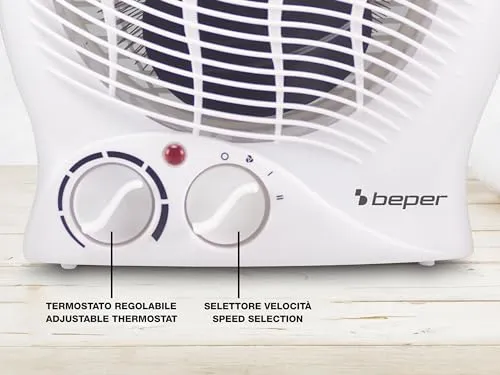 BEPER P203TER201 Termoventilatore da Bagno con Termostato Regolabile - Scaldino Elettrico Bagno Basso Consumo, 2000W