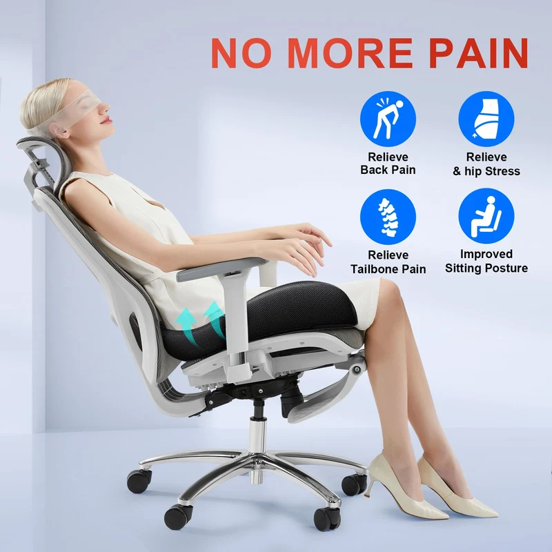 Benazcap Cuscino del Sedile, Cuscino Sedia Ufficio Coccige Ergonomico per Ufficio e Auto, Sollievo dal Dolore Sciatico, Cuscino Memory Foam con Fodera Lavabile, Supporto Lombare per Sedute Lunghe