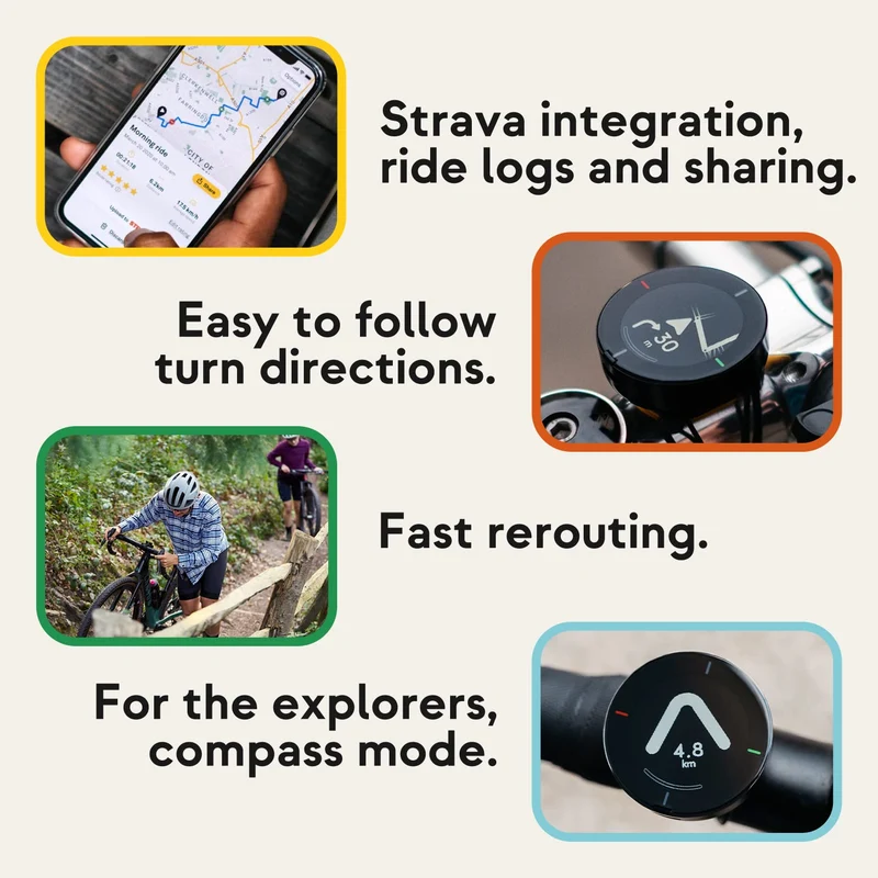 BEELINE Velo 2 Ciclocomputer GPS - Mappa di Navigazione Wireless Globale I Resistente alle Intemperie I Carica USB I Navigatore Bici con Supporto I Utilizzabile con Guanti