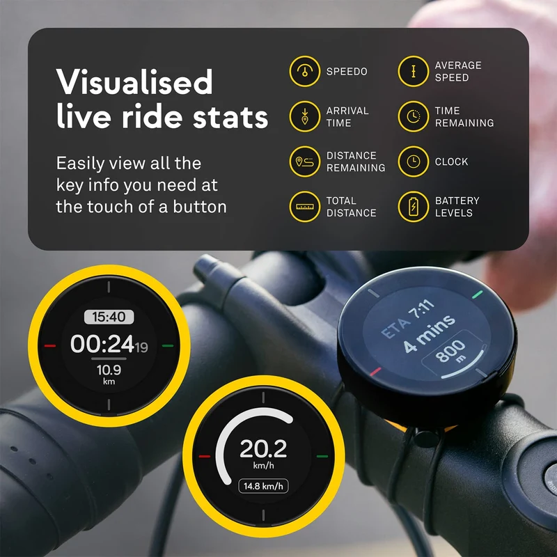 BEELINE Velo 2 Ciclocomputer GPS - Mappa di Navigazione Wireless Globale I Resistente alle Intemperie I Carica USB I Navigatore Bici con Supporto I Utilizzabile con Guanti