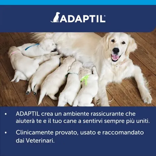 ADAPTIL® Calm – Calmante per Cani Diffusore + Ricarica da 48 ml - Feromoni Tranquillanti Antistress per Cani Iperattivi, Ansiosi, Rilassamento per Cani Momenti Stressanti