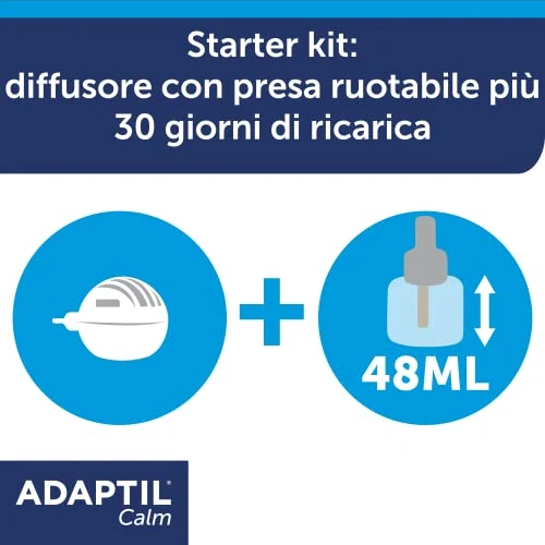 ADAPTIL® Calm – Calmante per Cani Diffusore + Ricarica da 48 ml - Feromoni Tranquillanti Antistress per Cani Iperattivi, Ansiosi, Rilassamento per Cani Momenti Stressanti