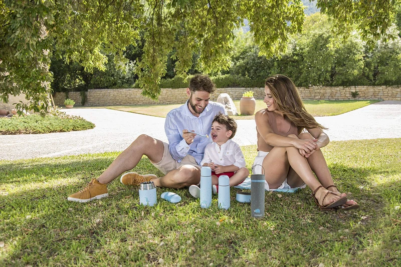 89218 Miniland Thermos per liquidi da 500ml di acciaio di gran qualità e valvola antigoccia con finitura gommosa