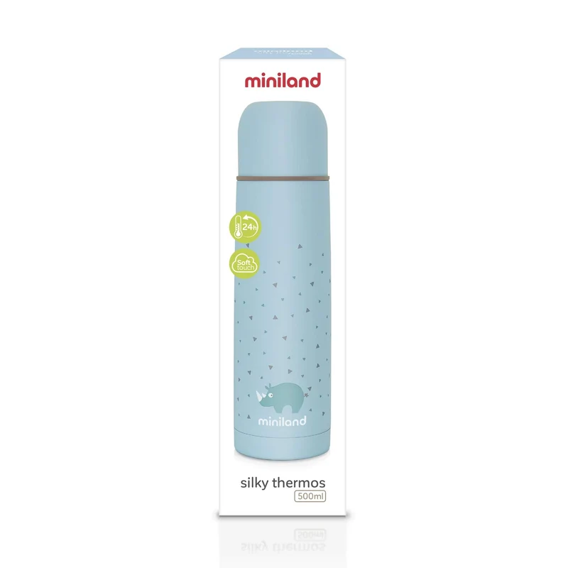 89218 Miniland Thermos per liquidi da 500ml di acciaio di gran qualità e valvola antigoccia con finitura gommosa