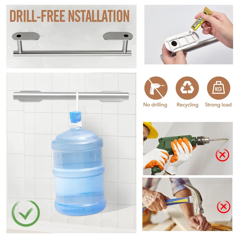 AIKER Porta Asciugamani Bagno,Versione aggiornata Porta Asciugamani Bagno Adesivo 10PCS,Acciaio Inossidabile SUS304 Ispessito di Accessori Bagno Per Mobili da Bagno o arredo Bagno a Parete