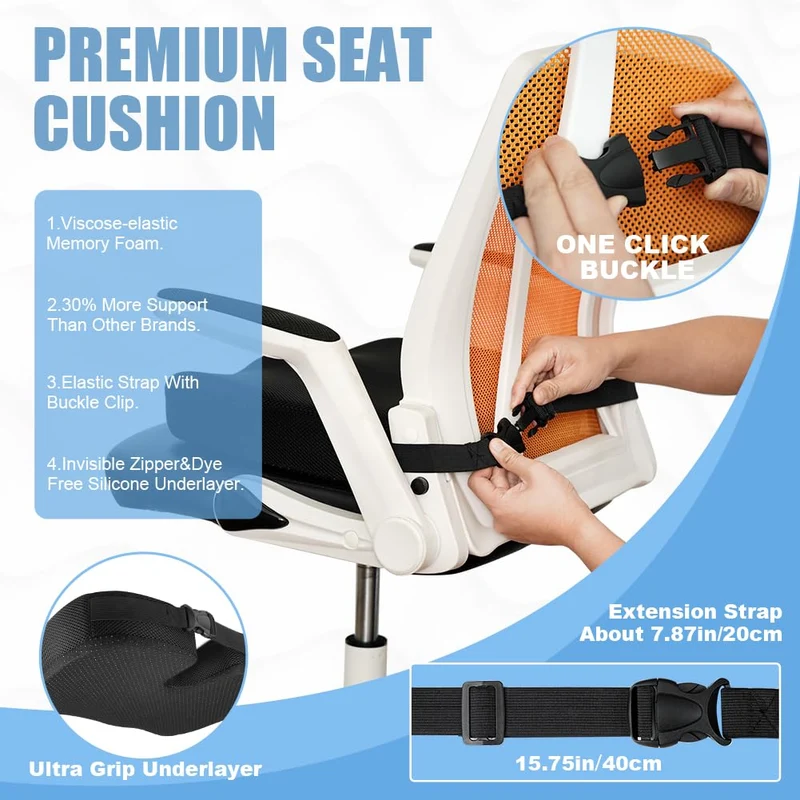 Ainiv Cuscino del Sedile in Memory Foam, Cuscino del Coccige Antiscivolo Regolabile per Seggiolino Auto, Sedia da Ufficio o Sedia, Adatto per Alleviare il Dolore Alla Schiena, All'anca e al Coccige