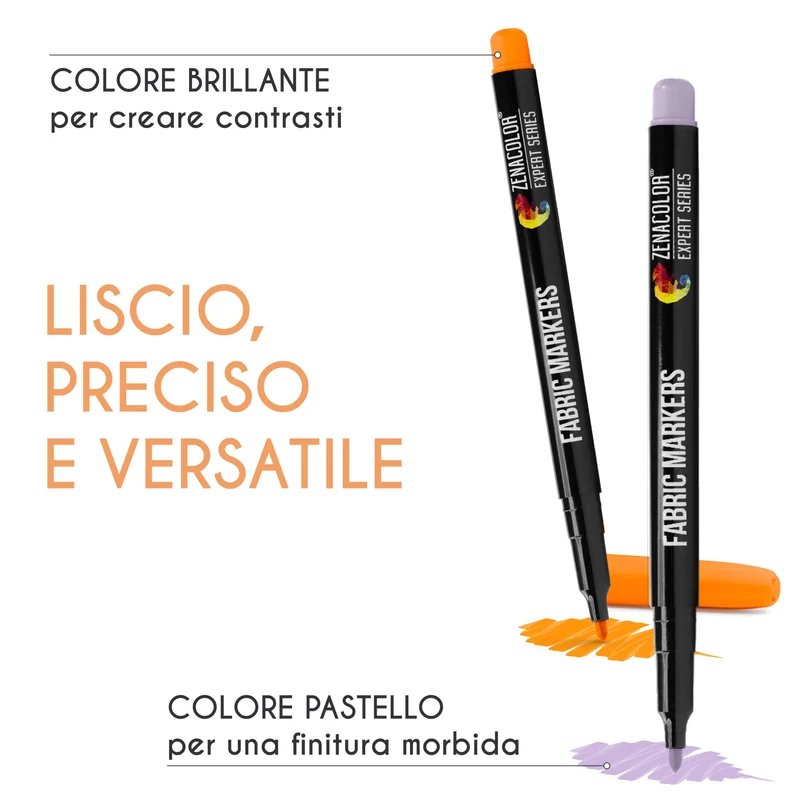 40 Pennarelli per Tessuti e Stoffa - Colori per Tessuti Atossici, Indelebili e Permanenti a Punta Fine - Ideali per Magliette, Borse in Stoffa e altri Tessuti - Per Bambini e Adulti