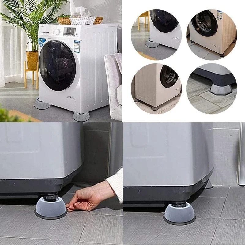 8 Pcs Piedini Antivibrazione Lavatrice Supporto Universale Contro le Vibrazioni Piedini di Gomma Antivibranti e Antiscivolo per Mobili ed Elettrodomestici