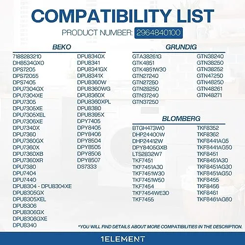 3 Filtri per asciugatrice Beko 2964840100 Ricambio per asciugatrice (anche per Grundig, Blomberg, Elektra-Bregenz)