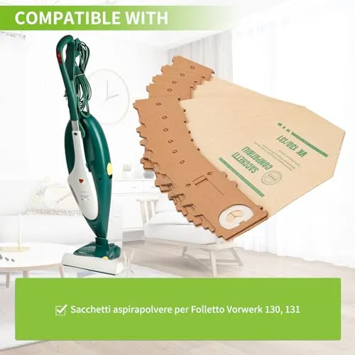 8 Sacchetti per Aspirapolvere vorwerk folletto VK130 VK131