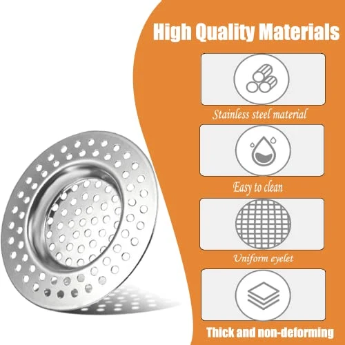 2 Pcs Filtro Lavello Cucina, Protezione per lo Scarico in Acciaio Inox, Filtro da Scarico per Lavandino, Lavandino Filtro, per Doccia e Scarico o Lavelli da Cucina