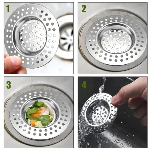 2 Pcs Filtro Lavello Cucina, Protezione per lo Scarico in Acciaio Inox, Filtro da Scarico per Lavandino, Lavandino Filtro, per Doccia e Scarico o Lavelli da Cucina