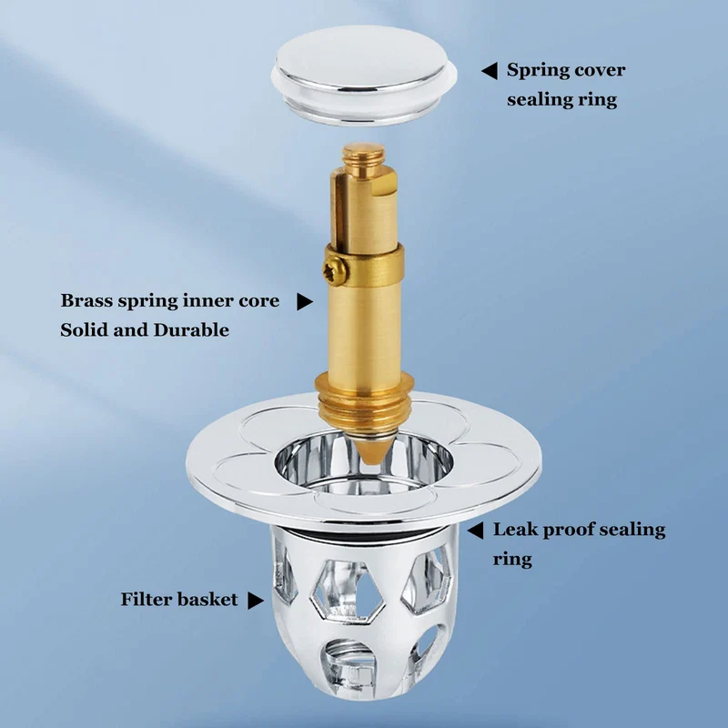 2 Pezzi Confezione da Scarico Lavabo Bagno Universale Pop up,Filtro Tappo Lavandino Bagno con Filtro Anti Clogging,Valvola Piletta Cucina Bidet Vasca(Per il foro di drenaggio di 34~40mm)