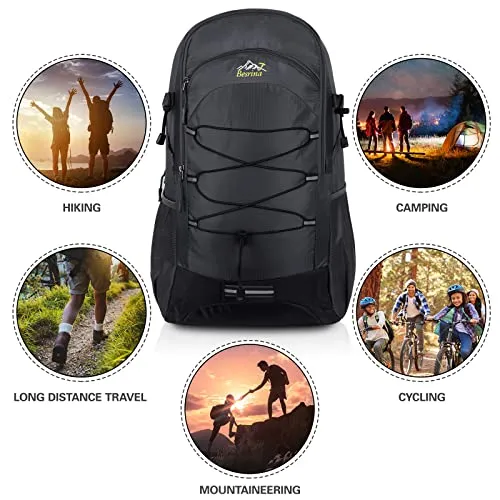 Besrina Zaino da Hiking 40L, Multifunzione Impermeabile Zaino da Viaggio con Strisce Riflettenti, per Uomini Donne Ciclismo, Viaggi, Arrampicata, Sport All'Aria Aperta