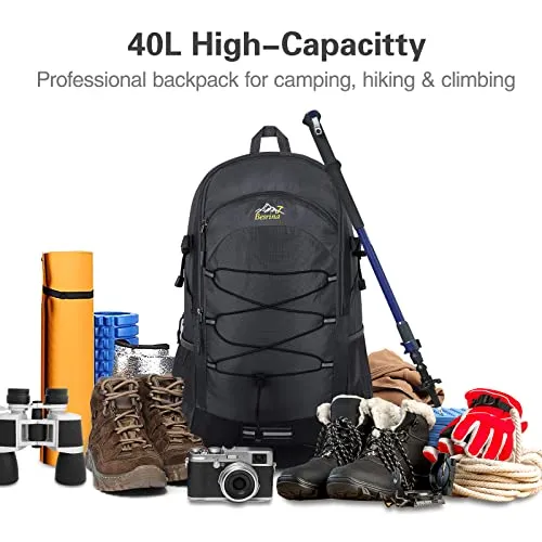 Besrina Zaino da Hiking 40L, Multifunzione Impermeabile Zaino da Viaggio con Strisce Riflettenti, per Uomini Donne Ciclismo, Viaggi, Arrampicata, Sport All'Aria Aperta