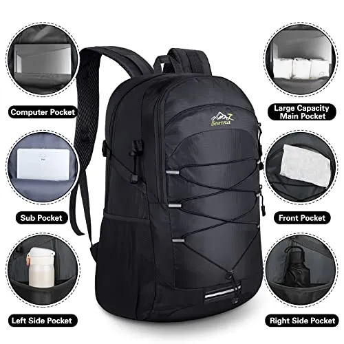 Besrina Zaino da Hiking 40L, Multifunzione Impermeabile Zaino da Viaggio con Strisce Riflettenti, per Uomini Donne Ciclismo, Viaggi, Arrampicata, Sport All'Aria Aperta