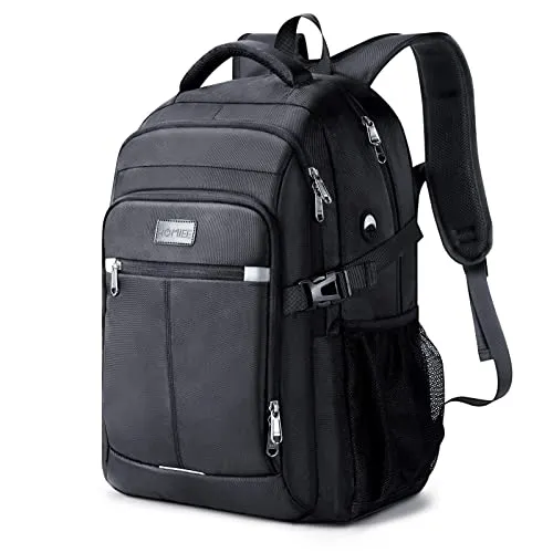 HOMIEE Zaino Uomo 17.3 Pollici Zaino Porta PC Antifurto 40L Bagaglio a Mano Zaini PC Portatili da Viaggio per Laptop Computer Lavoro Ufficio Scuola Università Unisex Nero Casual