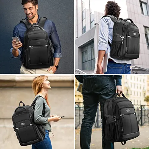 HOMIEE Zaino Uomo 17.3 Pollici Zaino Porta PC Antifurto 40L Bagaglio a Mano Zaini PC Portatili da Viaggio per Laptop Computer Lavoro Ufficio Scuola Università Unisex Nero Casual