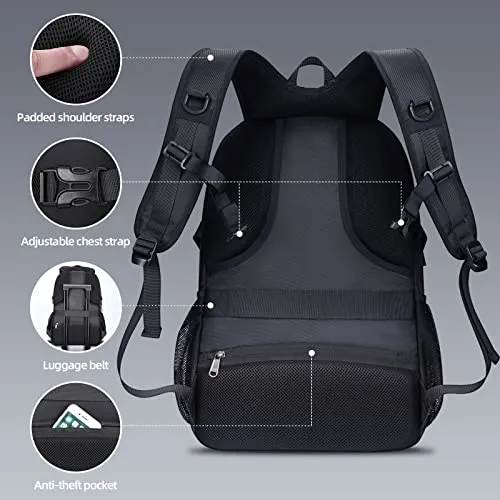 HOMIEE Zaino Uomo 17.3 Pollici Zaino Porta PC Antifurto 40L Bagaglio a Mano Zaini PC Portatili da Viaggio per Laptop Computer Lavoro Ufficio Scuola Università Unisex Nero Casual