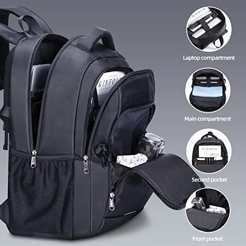 HOMIEE Zaino Uomo 17.3 Pollici Zaino Porta PC Antifurto 40L Bagaglio a Mano Zaini PC Portatili da Viaggio per Laptop Computer Lavoro Ufficio Scuola Università Unisex Nero Casual